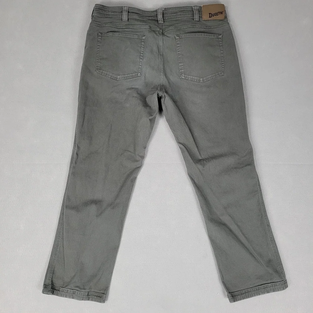 Duluth Trading Mens Pants‎ 40x30 Gray Green Flex Fire Hose Slim Fit Work Canvas